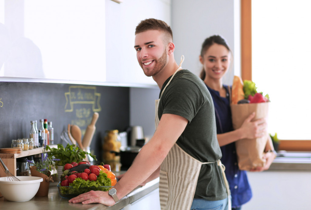 muškarac, dečko, kuvanje, tata