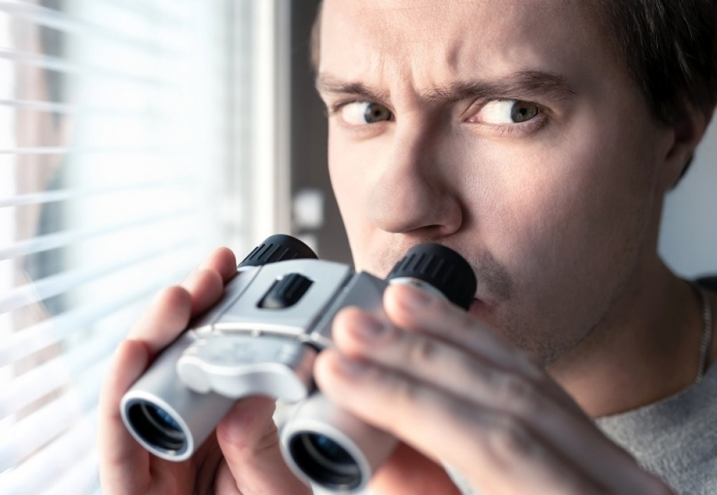 muškarac, špijun, dvogled, zavera