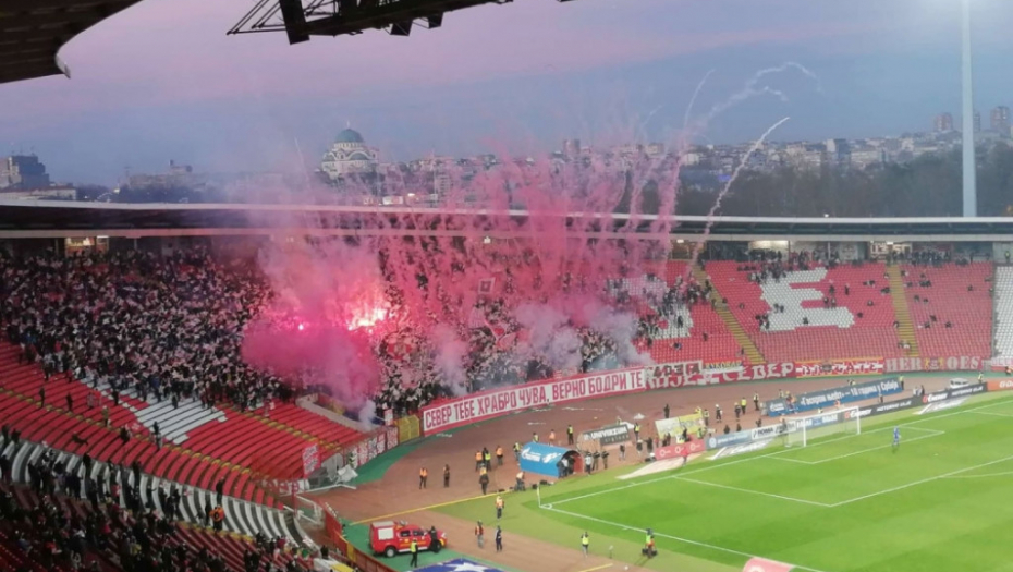 Navijači Crvene zvezde na stadionu &quot;Rajko Mitić&quot;.