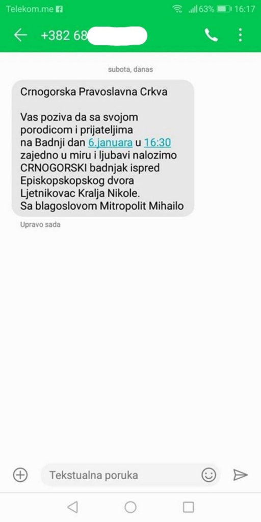Miraš Dedeić šalje sms poruke za loženje badnjaka