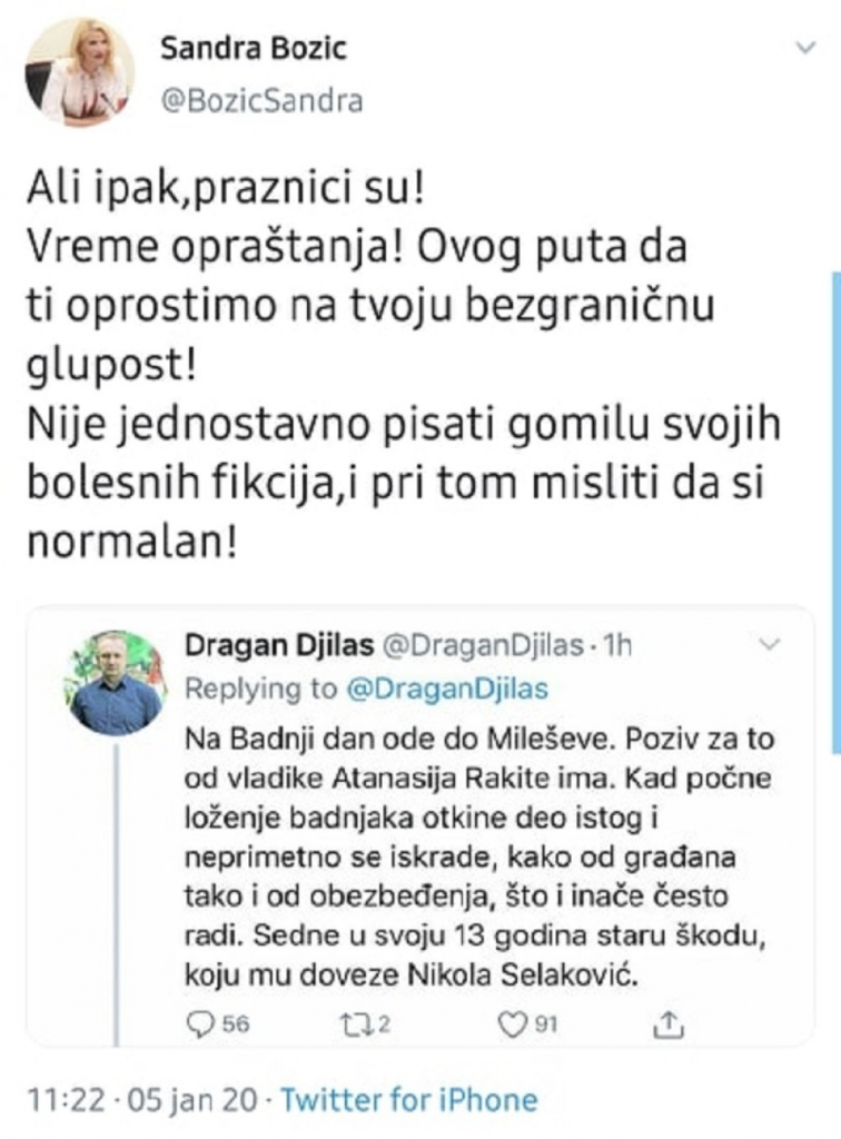 Sandra Božić patosirala Đilasa