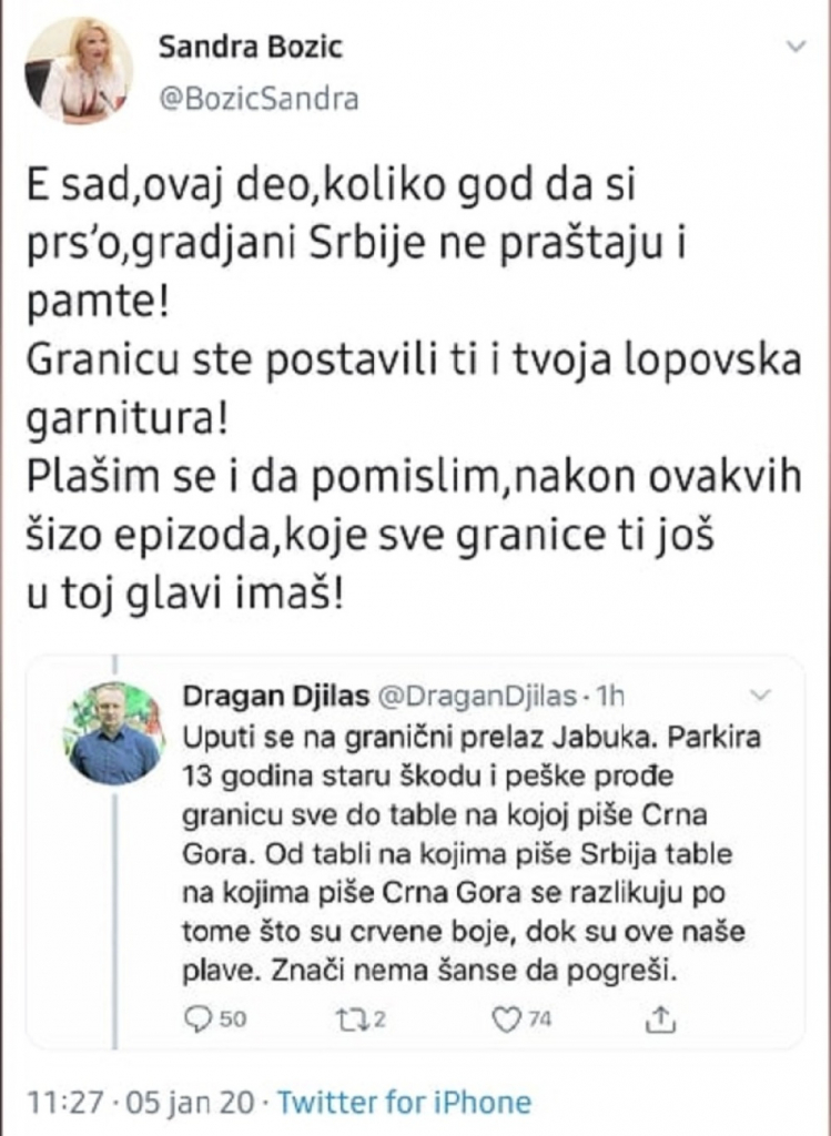 Sandra Božić patosirala Đilasa