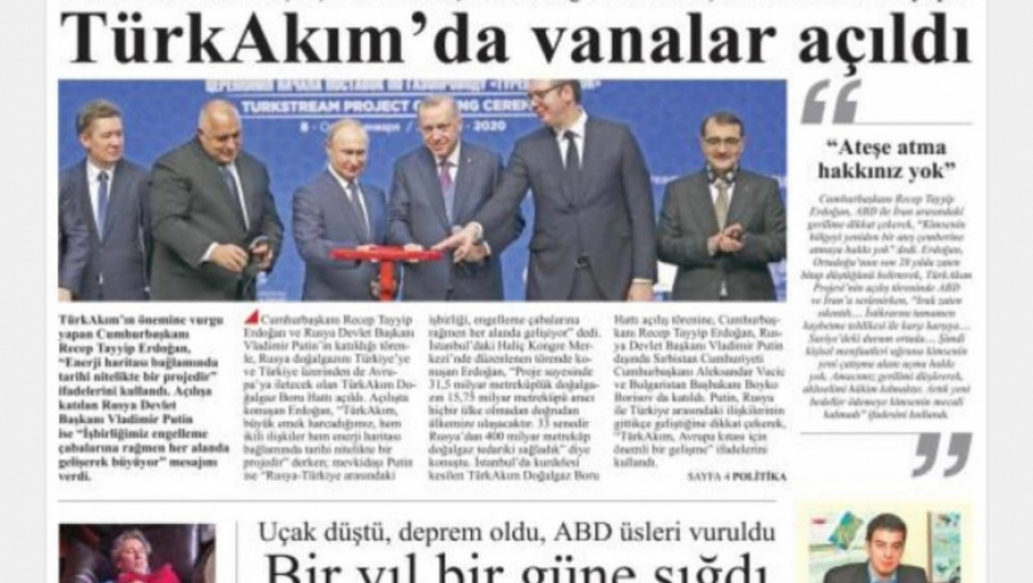 Vučić na naslovnim stranama turskih novina