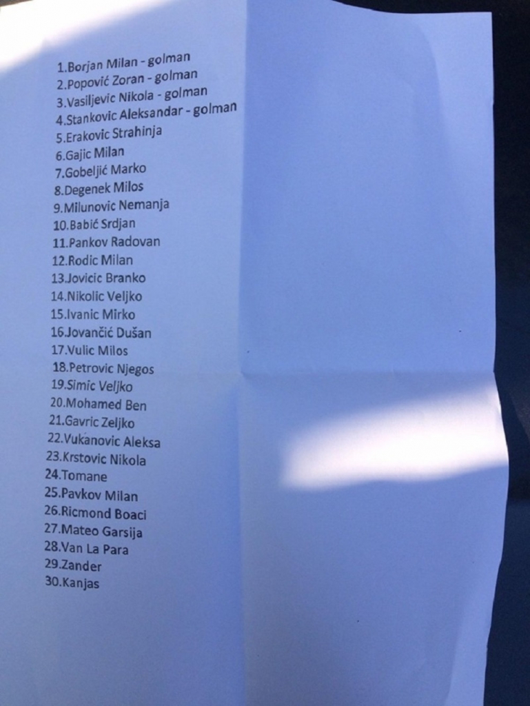 Spisak igrača koji idu na pripreme