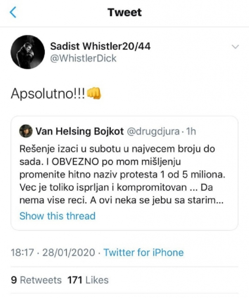 Sergej Trifunović, tvit