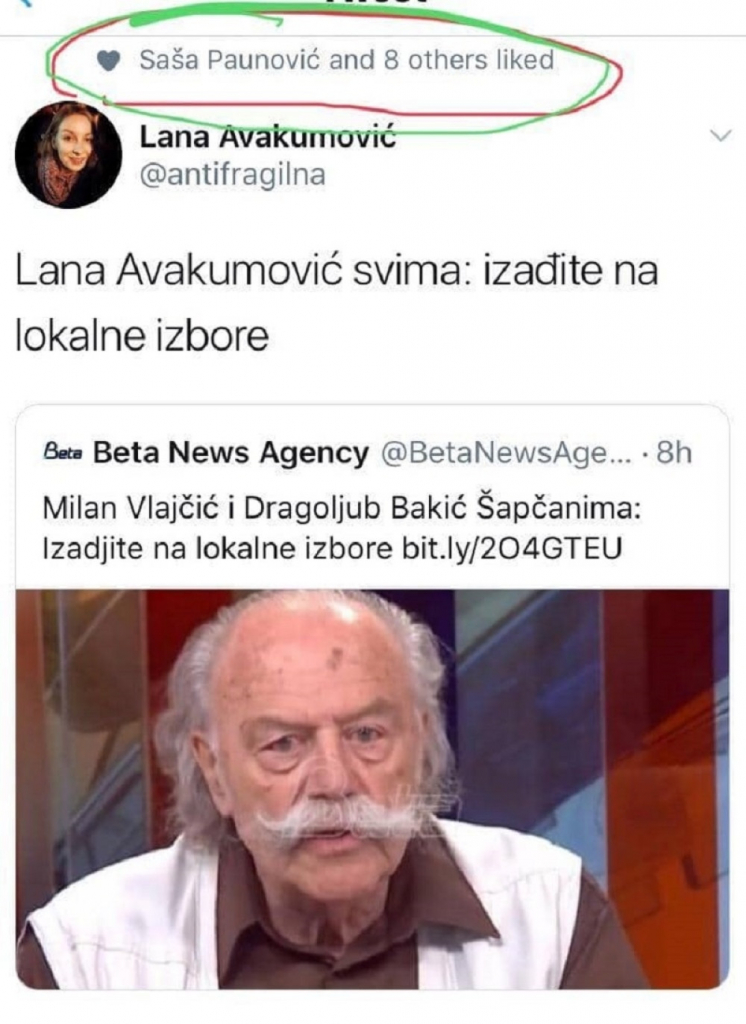 Saša Paunović, tvit