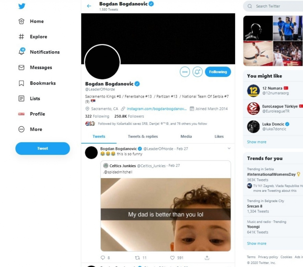 Bogdan Bogdanović tviter i instagram