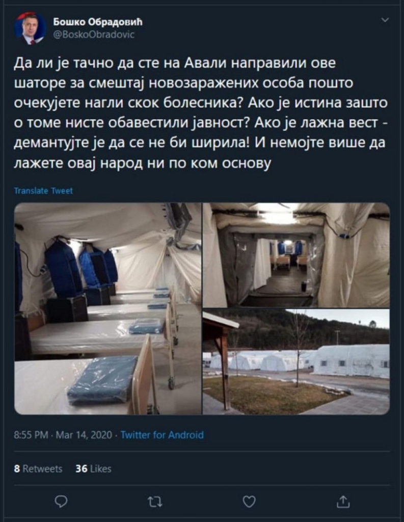 Tvit Boška Obradovića