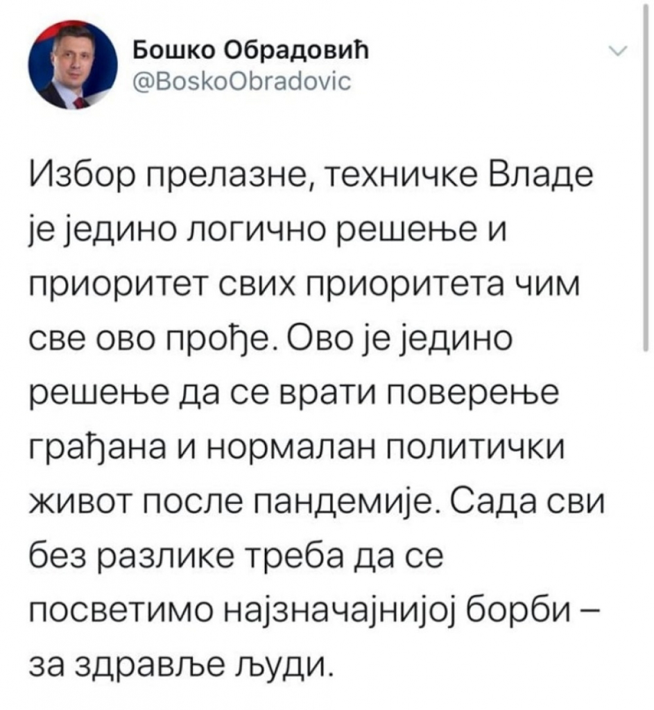 Tvit Boška Obradovića