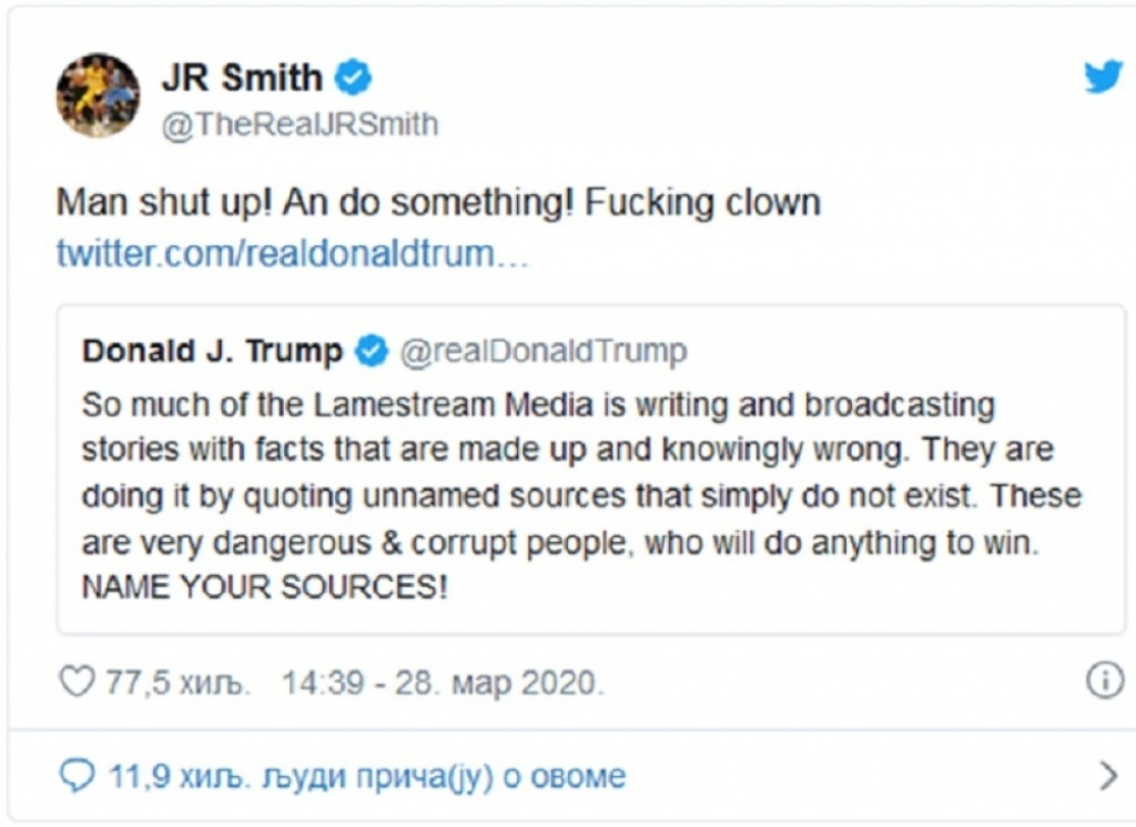 Džej Ar Smit, Donald Tramp tvit