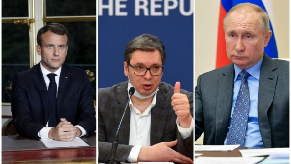 Emanuel Makron, Aleksandar Vučić, Vladimir Putin