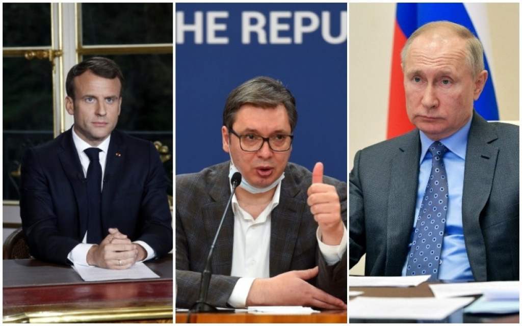 Emanuel Makron, Aleksandar Vučić, Vladimir Putin