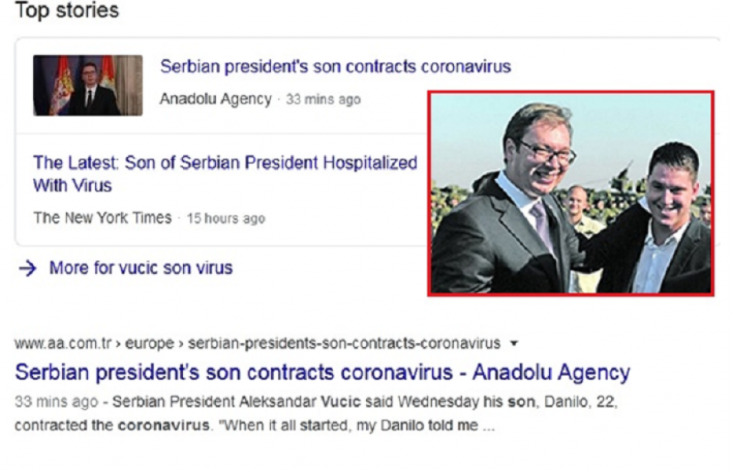 Svetski mediji izveštavaju o tome da Vučićev sin ima koronavirus