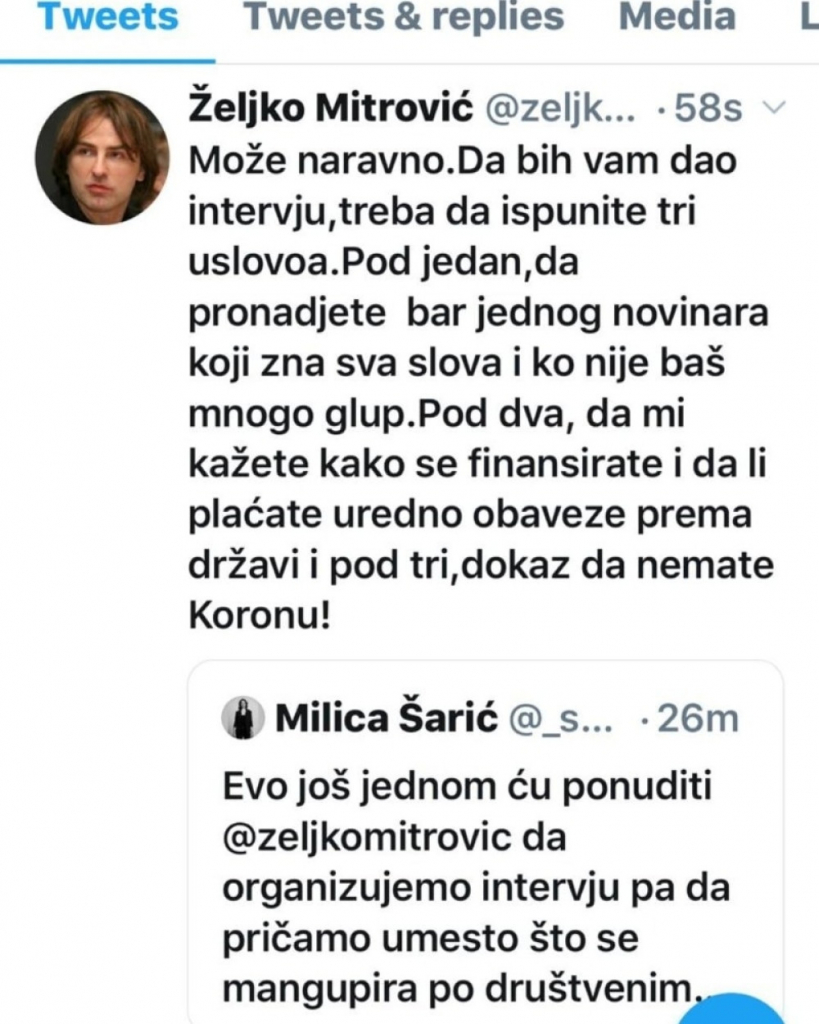 Mitrović odbrusio novinarki