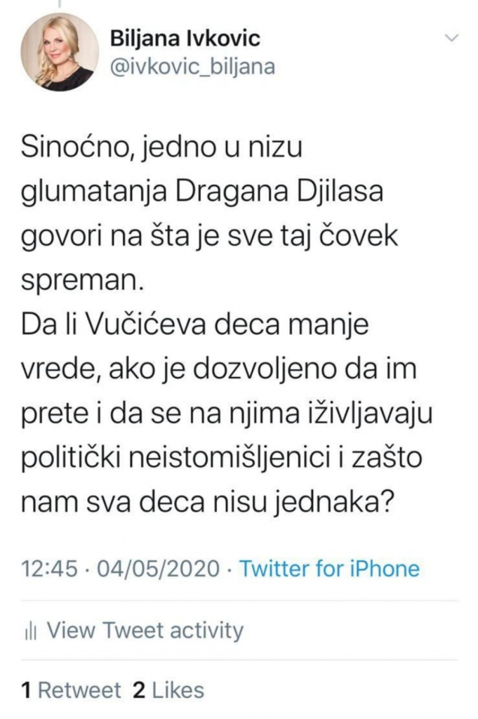 Biljana Ivković tviter
