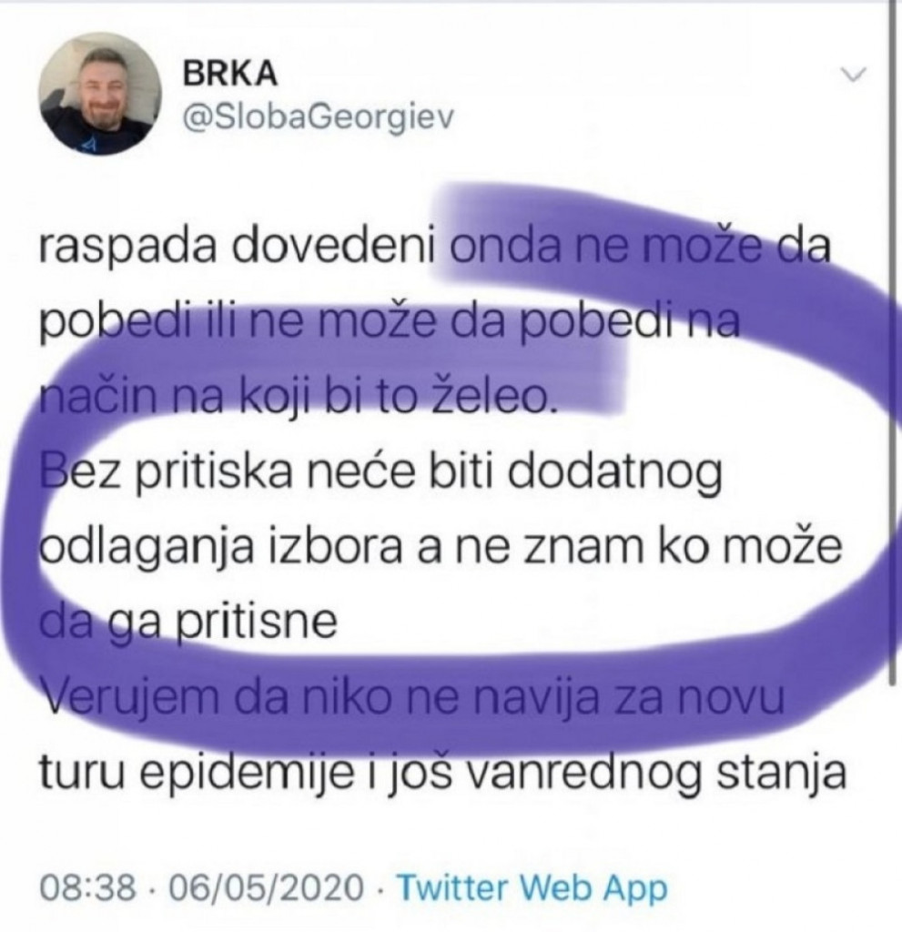 Tvit Slobodana Georgieva