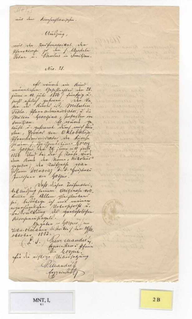 krštenica Nikole Tesle