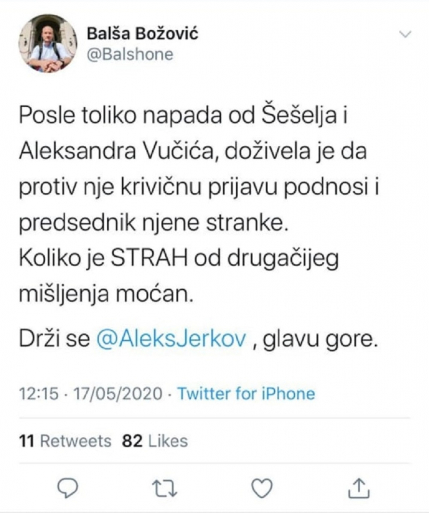 Krivična prijava protiv Aleksandre Jerkov