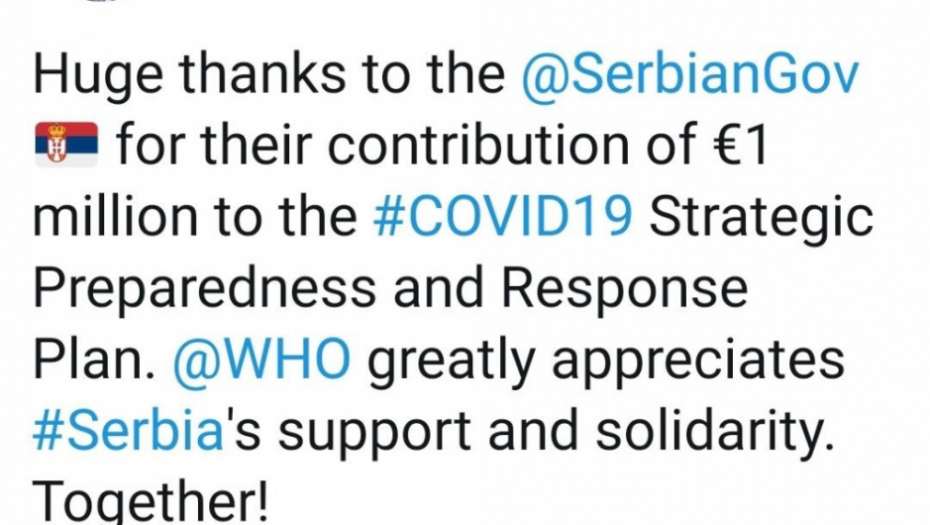 Tvit predsednika SZO