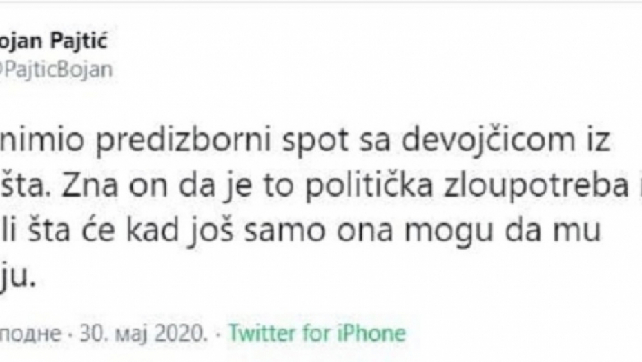 Uvrede na Tviteru na račun predizbornog spota