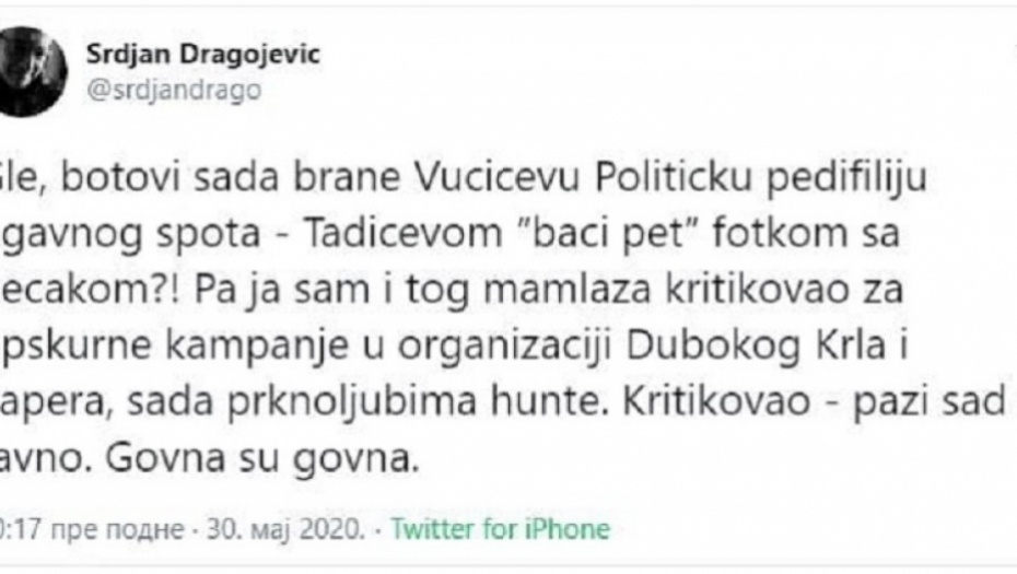 Uvrede na Tviteru na račun predizbornog spota