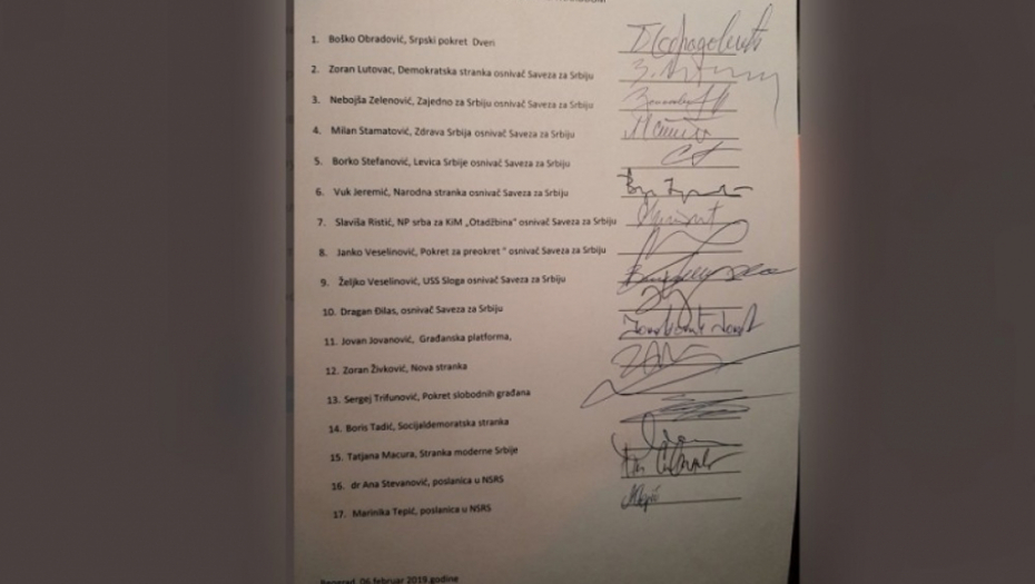 Sporazum sa narodom - potpisnici