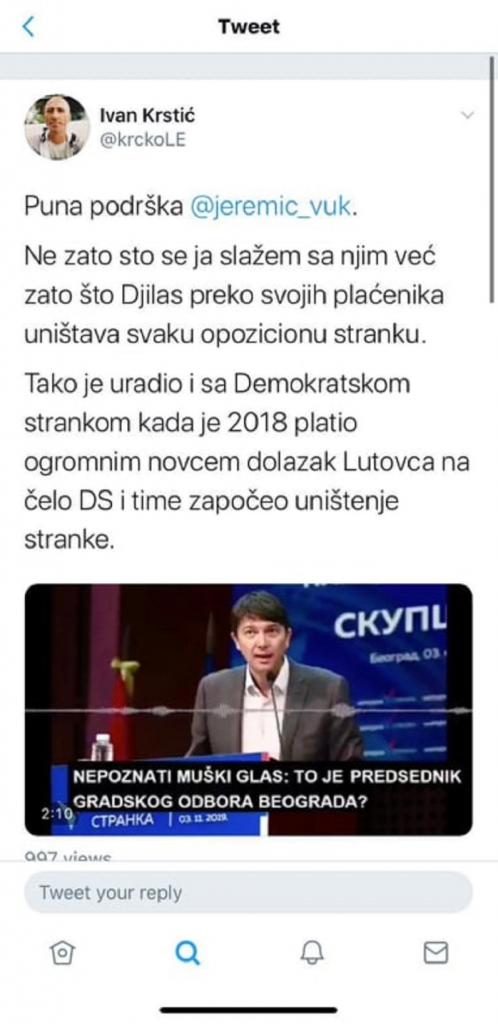 Tvit Ivana Krstća