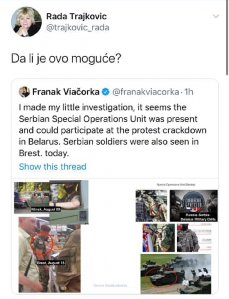 &Scaron;irenje laži o ume&scaron;anosti Vojske Srbije u proteste u Belorusiji
