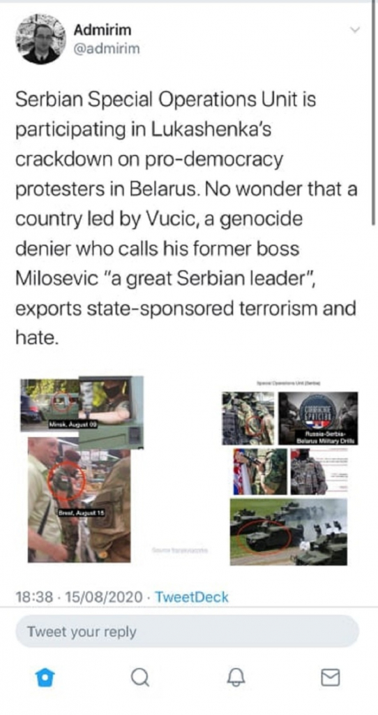 &Scaron;irenje laži o ume&scaron;anosti Vojske Srbije u proteste u Belorusiji