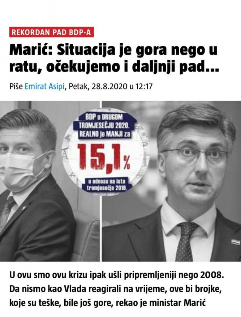 Rekordan pad BDP-a u Hrvatskoj