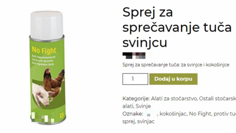 Sprej za sprečavanje tuča u svinjcu