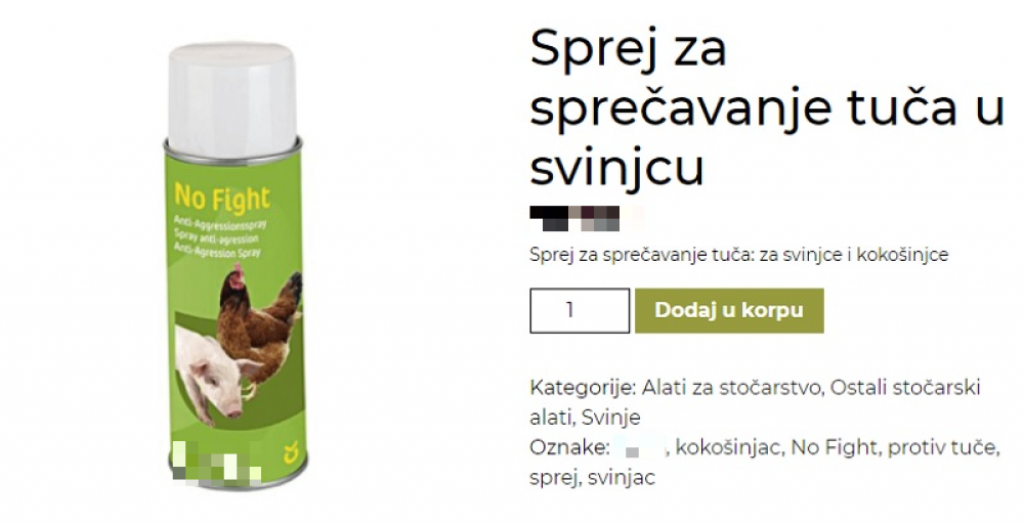 Sprej za sprečavanje tuča u svinjcu