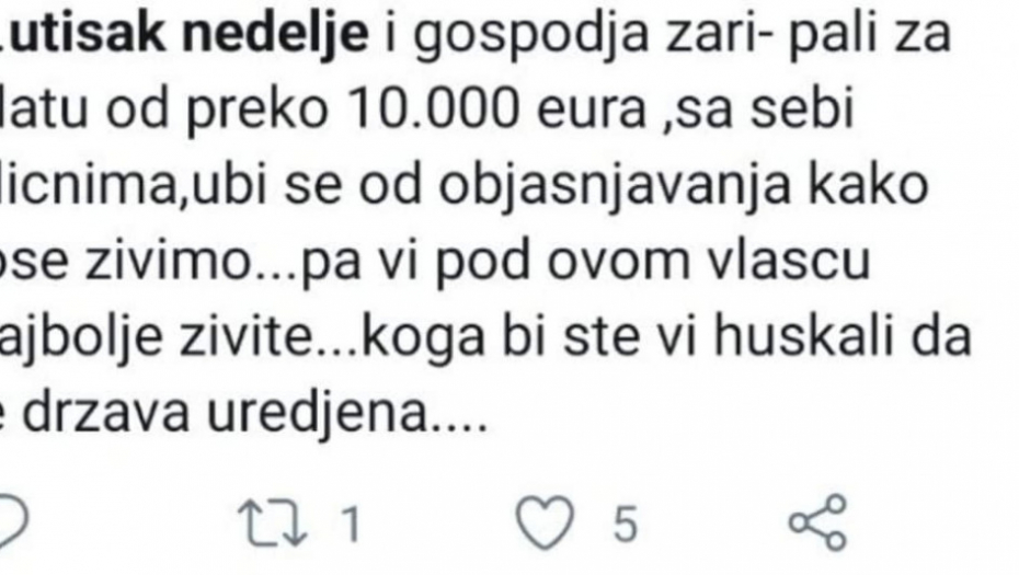 Tvitovi na račun Utiska nedelje