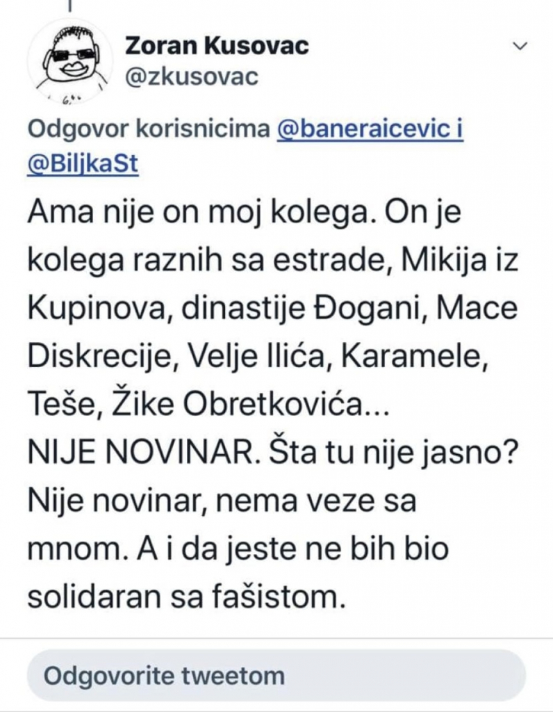 Tvit Zoran Kusovac