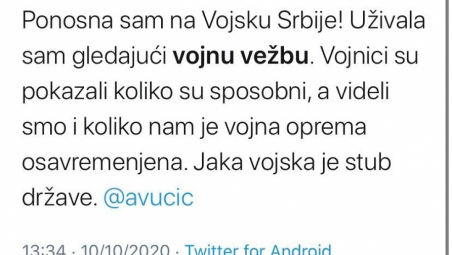 Tvitovi na račun srpske vojske
