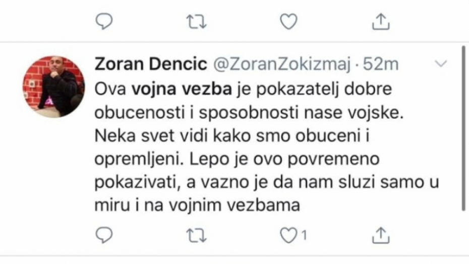 Tvitovi na račun srpske vojske