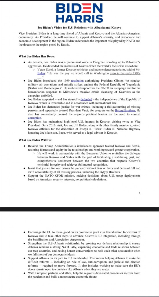 Bajdenov pristup rešenju problema sa Kosovom