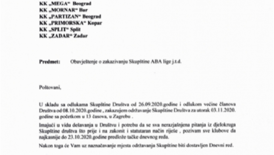 dopis KK Crvena zvezda