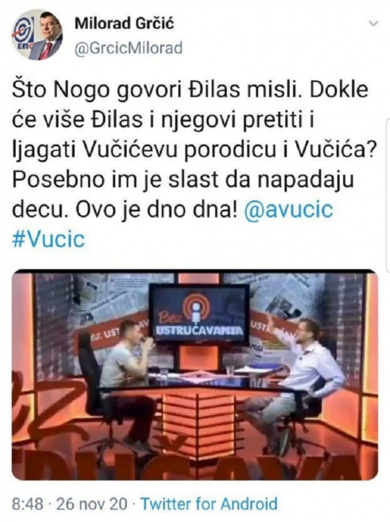 Milorad Grčić komentarisao uvrede upućene predsedniku