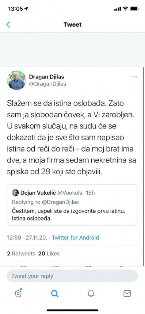 Đilas priznao deo sa spiska