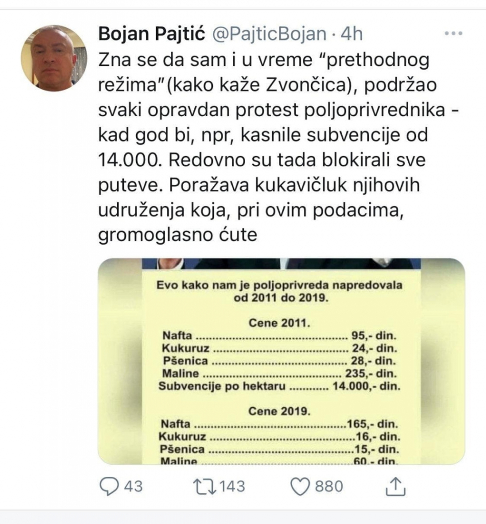 Tvit Gorana Ješića