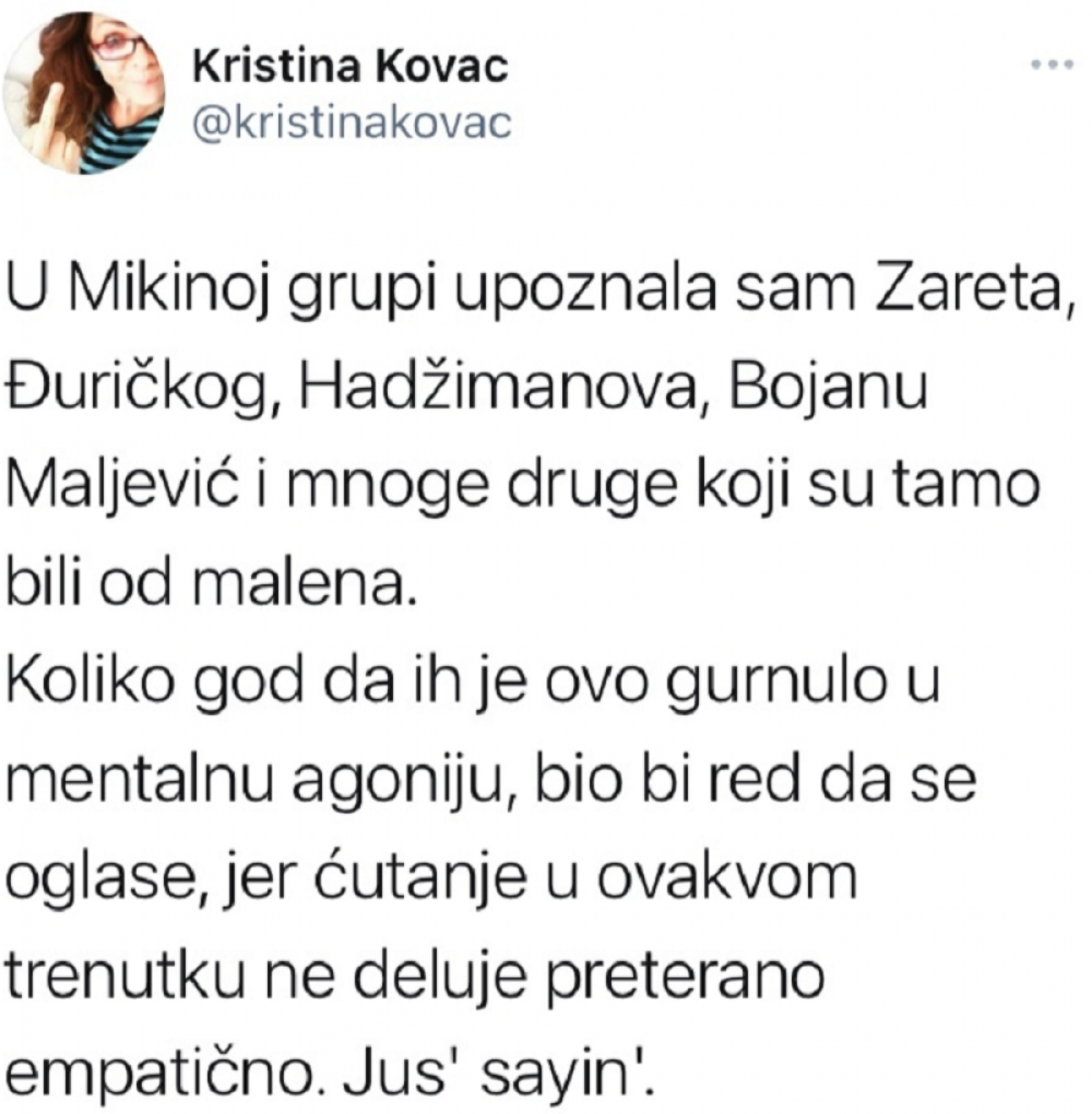 Kristina Kovač objava