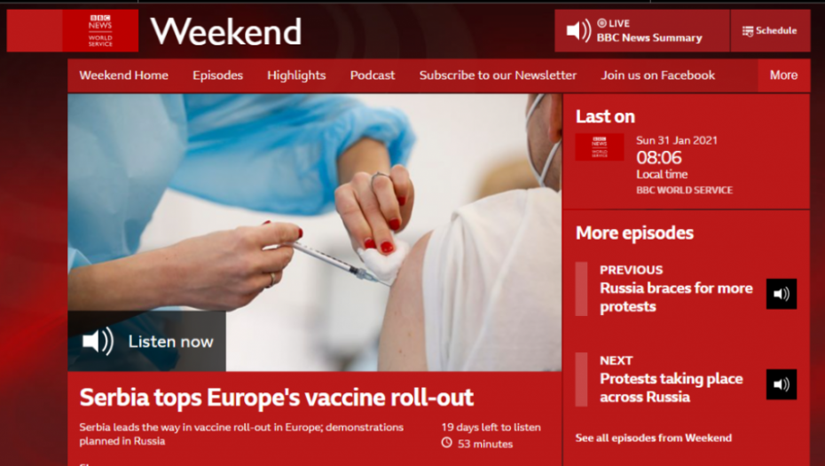 Tekst BBC o vakcinaciji u Srbiji