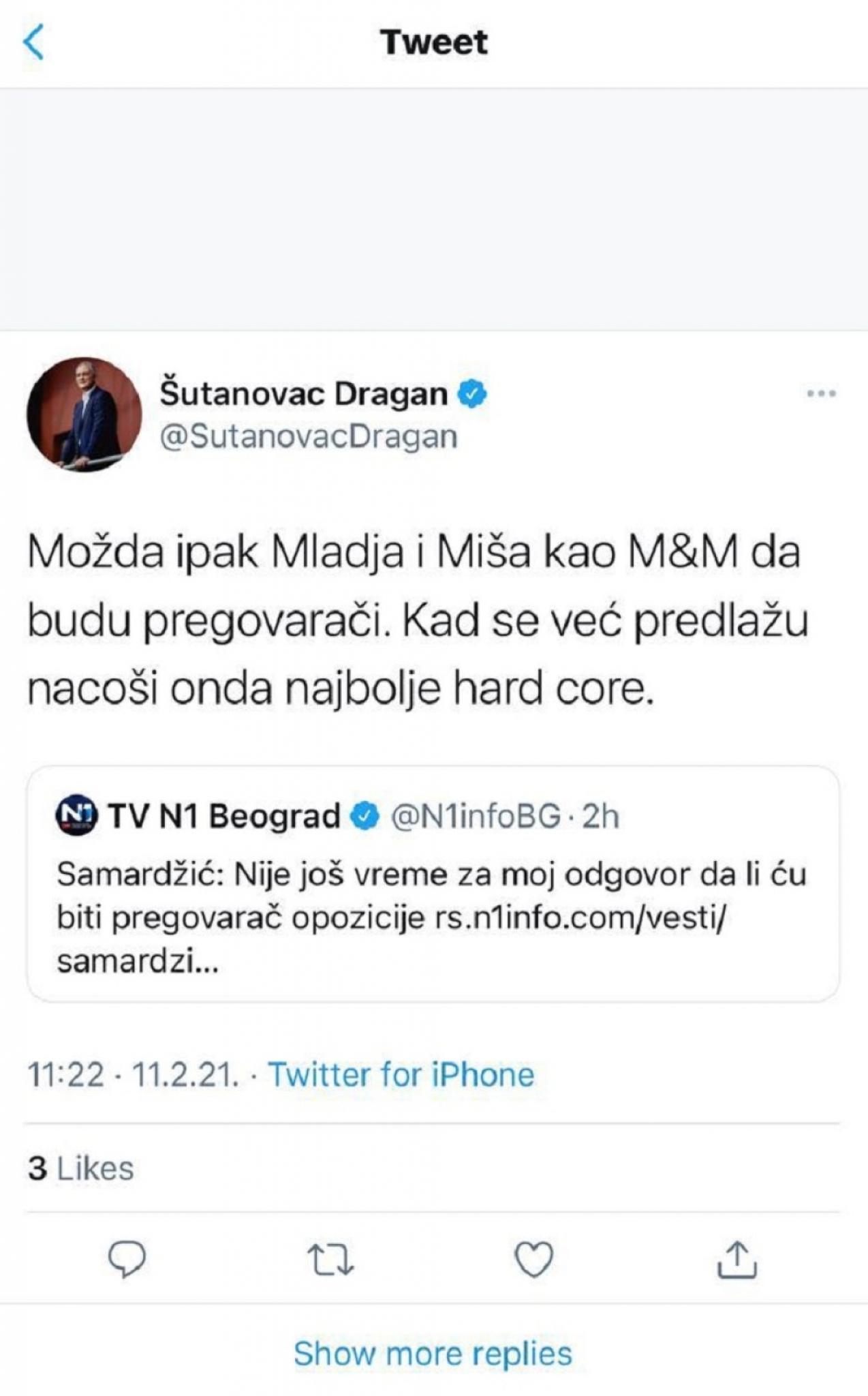 Objava Dragan Šutanovca