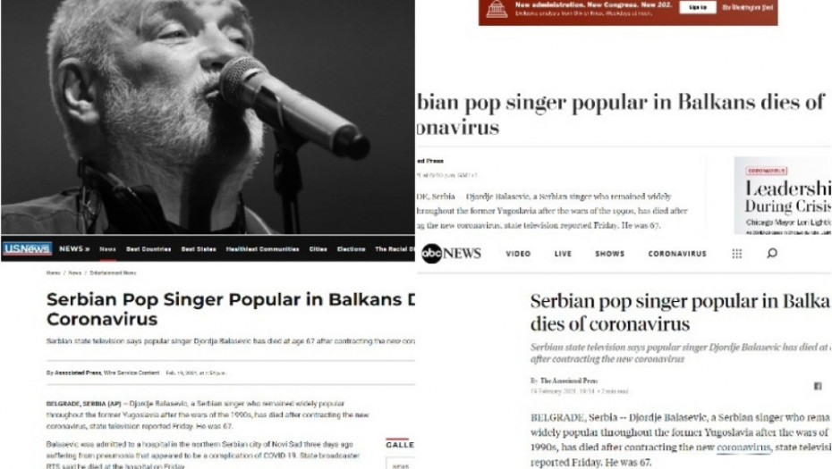 Đorđe Balašević, svetski mediji