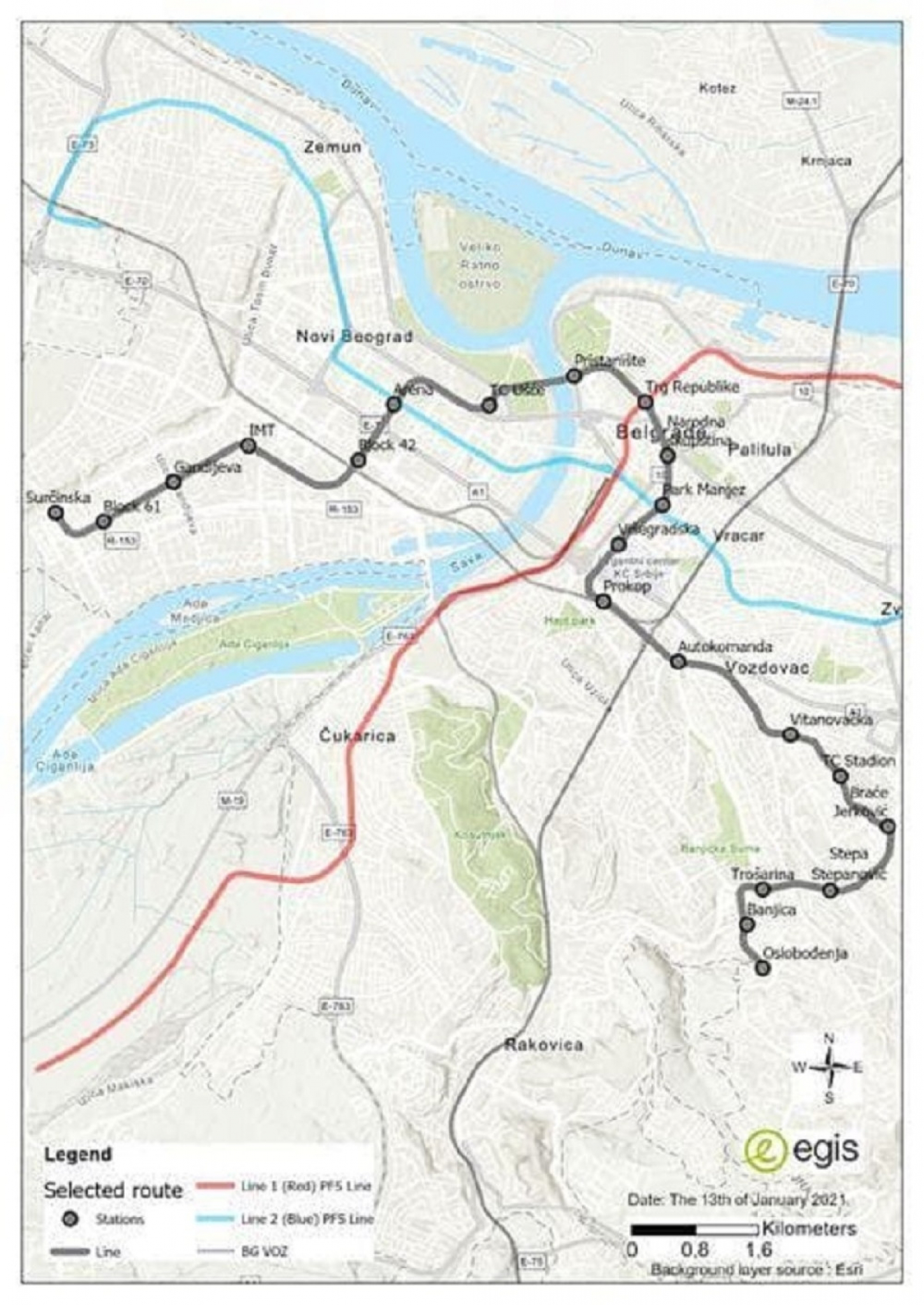 Map treće linije metroa 