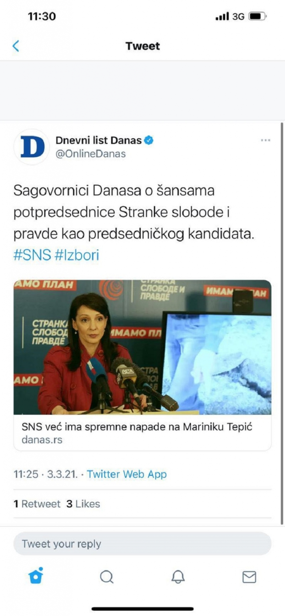 Marinika Tepić Danas