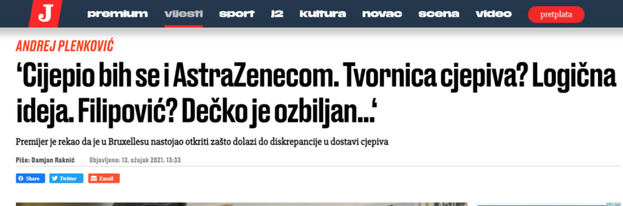 tekst u Jutarnjem listu