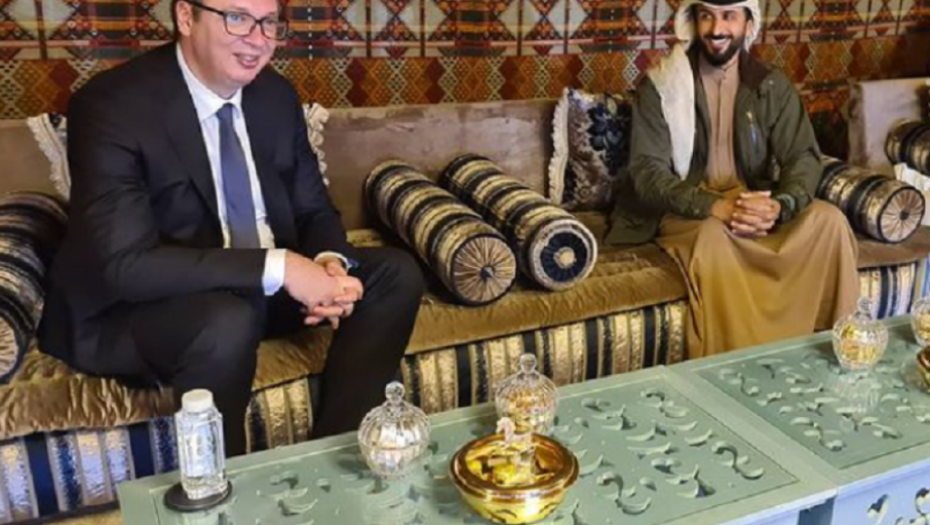 Aleksandar Vučić sa šeikom Naserom Bin Hamadom Al Kaifom