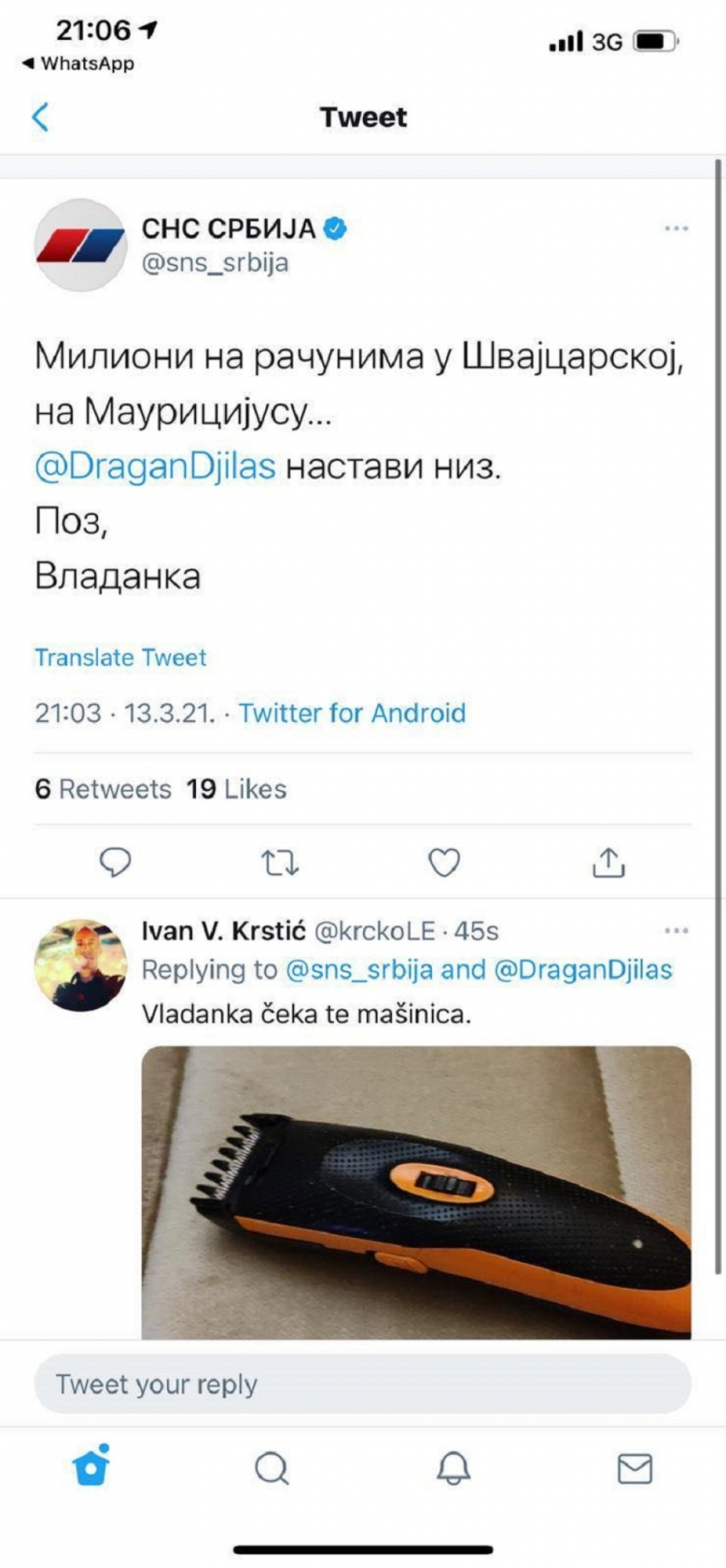 pretnje Vladanki Malović